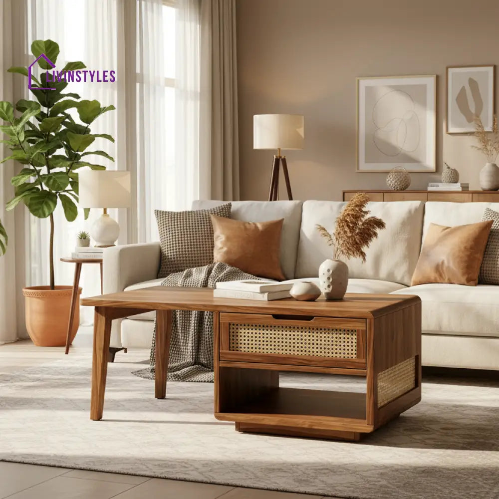 LivIn Styles Evelyn Solid Wood Coffee Table for Living Room