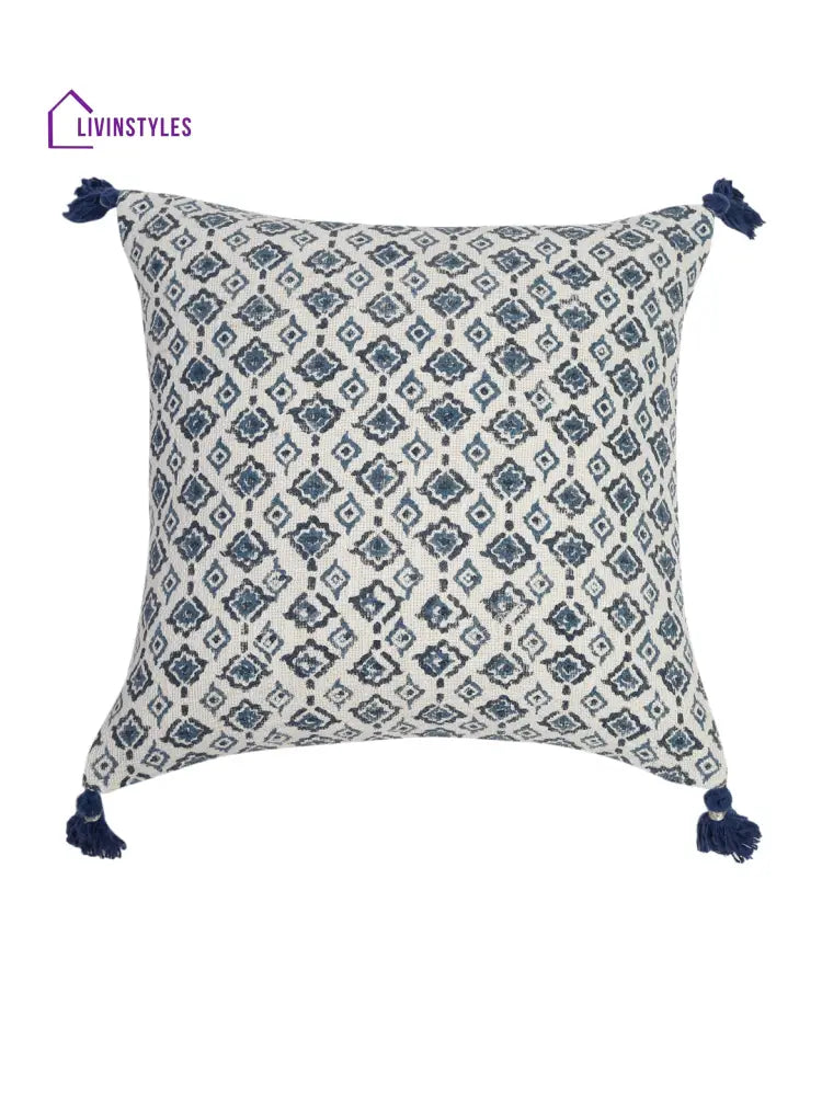 Hand Block Blue Color Cushion Cover Set Of 2(18X18 Inch)