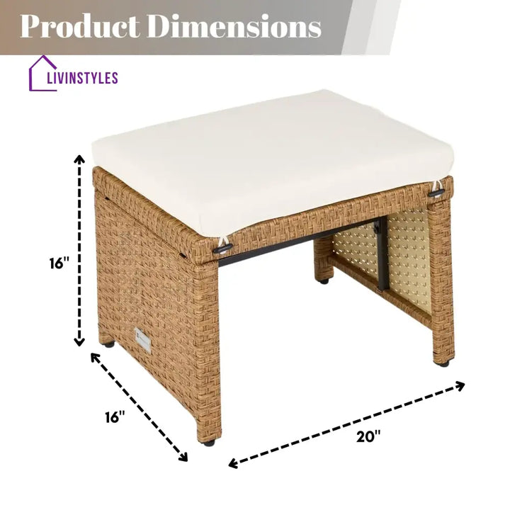 Liyana Set of 2 Wicker Ottomans Multipurpose Outdoor Furniture - Footrest