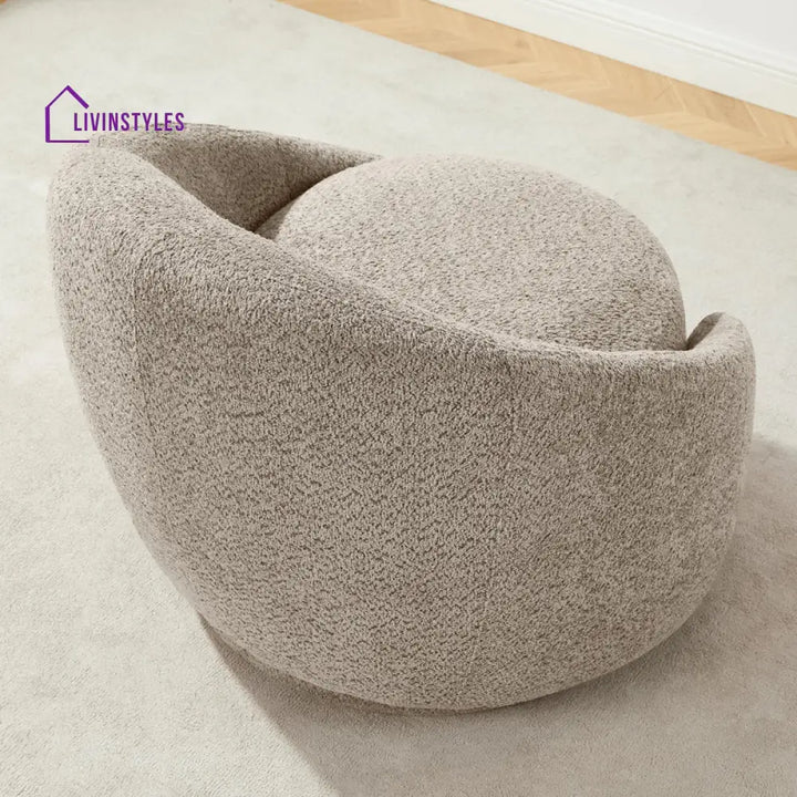 Liyana Solid Wood Frame and Fabric Chair | Living Room Chair | Lounge Chair - 360 Rotating