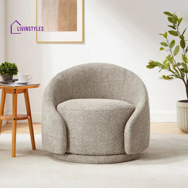 Liyana Solid Wood Frame and Fabric Chair | Living Room Chair | Lounge Chair - 360 Rotating