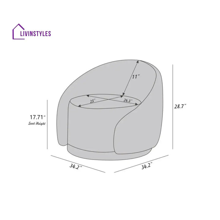 Liyana Solid Wood Frame and Fabric Chair | Living Room Chair | Lounge Chair - 360 Rotating