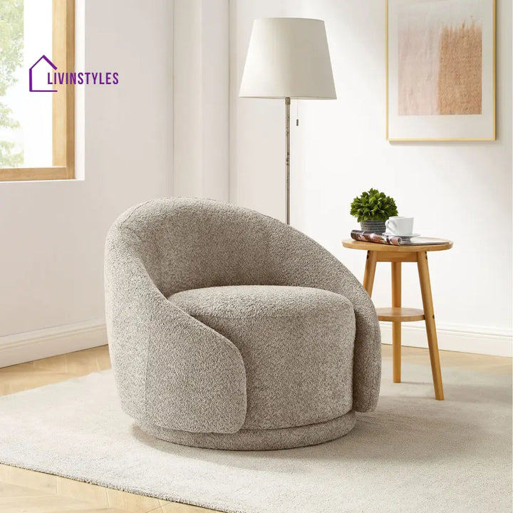 Liyana Solid Wood Frame and Fabric Chair | Living Room Chair | Lounge Chair - 360 Rotating