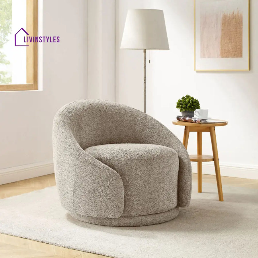 Liyana Solid Wood Frame and Fabric Chair | Living Room Chair | Lounge Chair - 360 Rotating