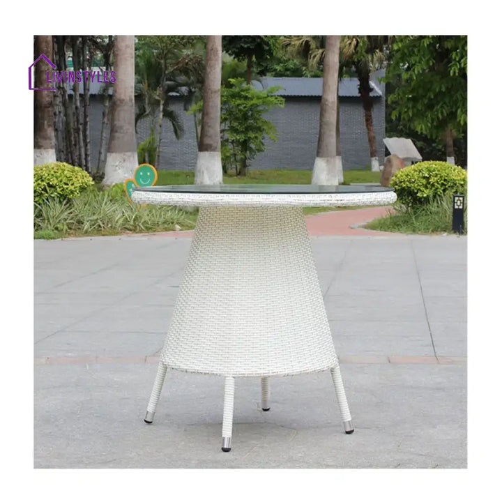 Llamas Outdoor Patio Seating Set 4 Chairs and 1 Table Set (White) - Coffee Table Sets