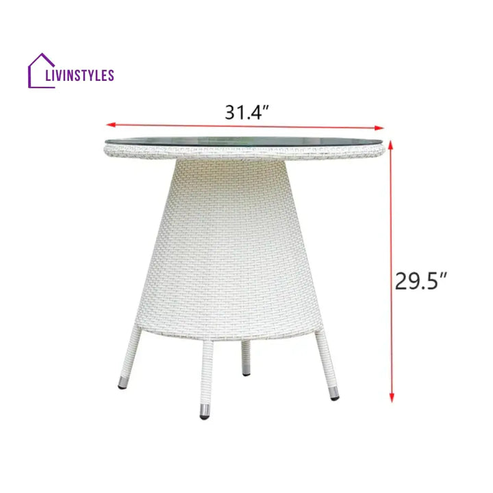 Llamas Outdoor Patio Seating Set 4 Chairs and 1 Table Set (White) - Coffee Table Sets