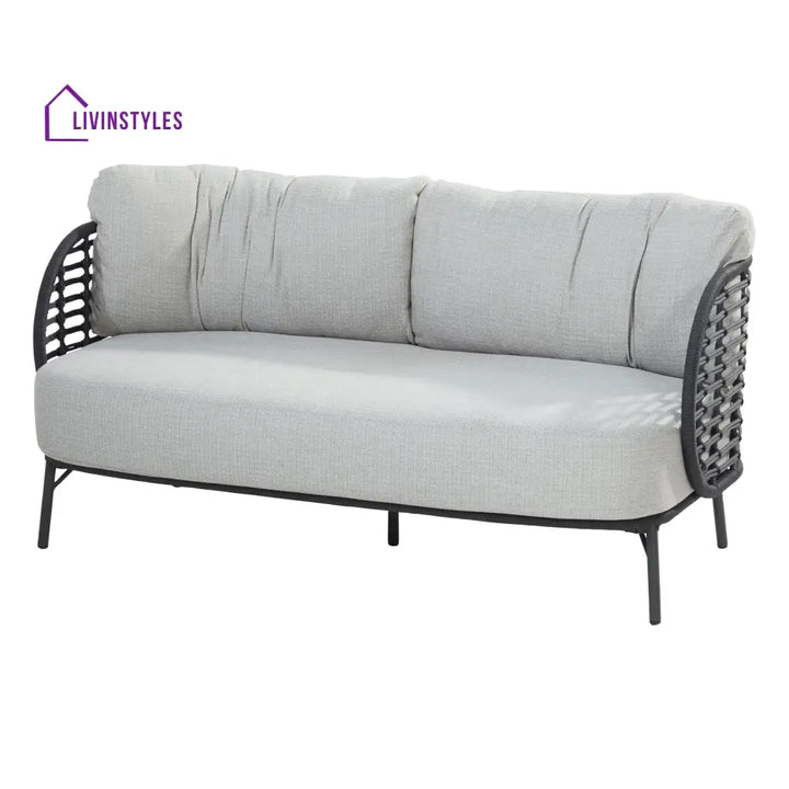 Locator Outdoor Sofa Set 2 Seater 2 Single seater with ottoman and 1 Center Table Set (Dark Grey) Braided & Rope - Sofa