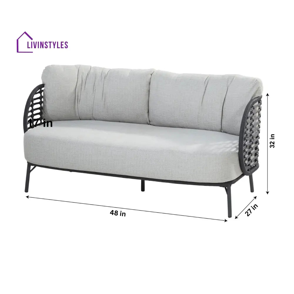 Locator Outdoor Sofa Set 2 Seater 2 Single seater with ottoman and 1 Center Table Set (Dark Grey) Braided & Rope - Sofa