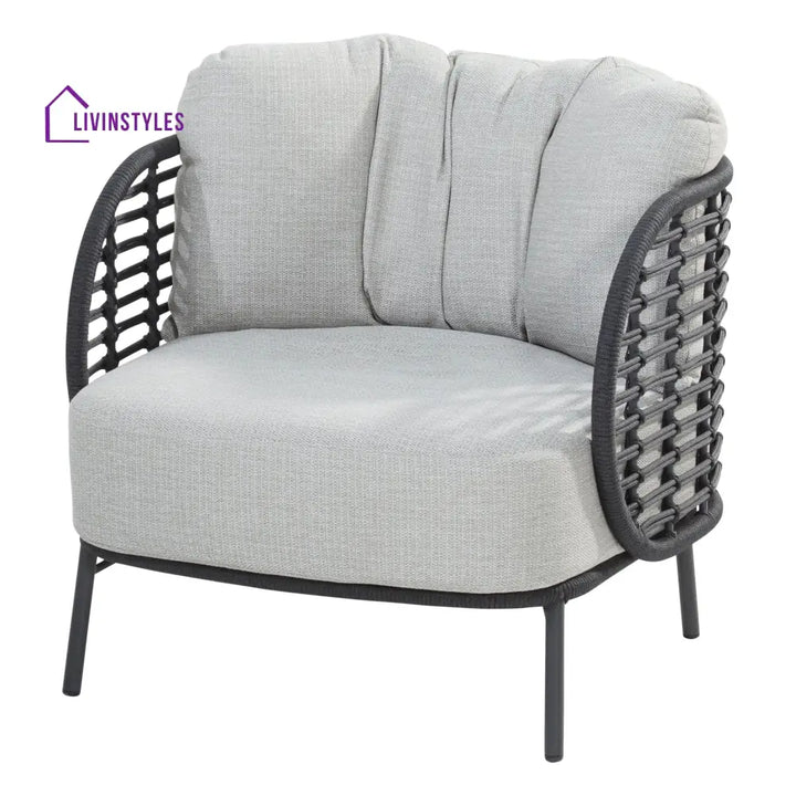Locator Outdoor Sofa Set 2 Seater 2 Single seater with ottoman and 1 Center Table Set (Dark Grey) Braided & Rope - Sofa