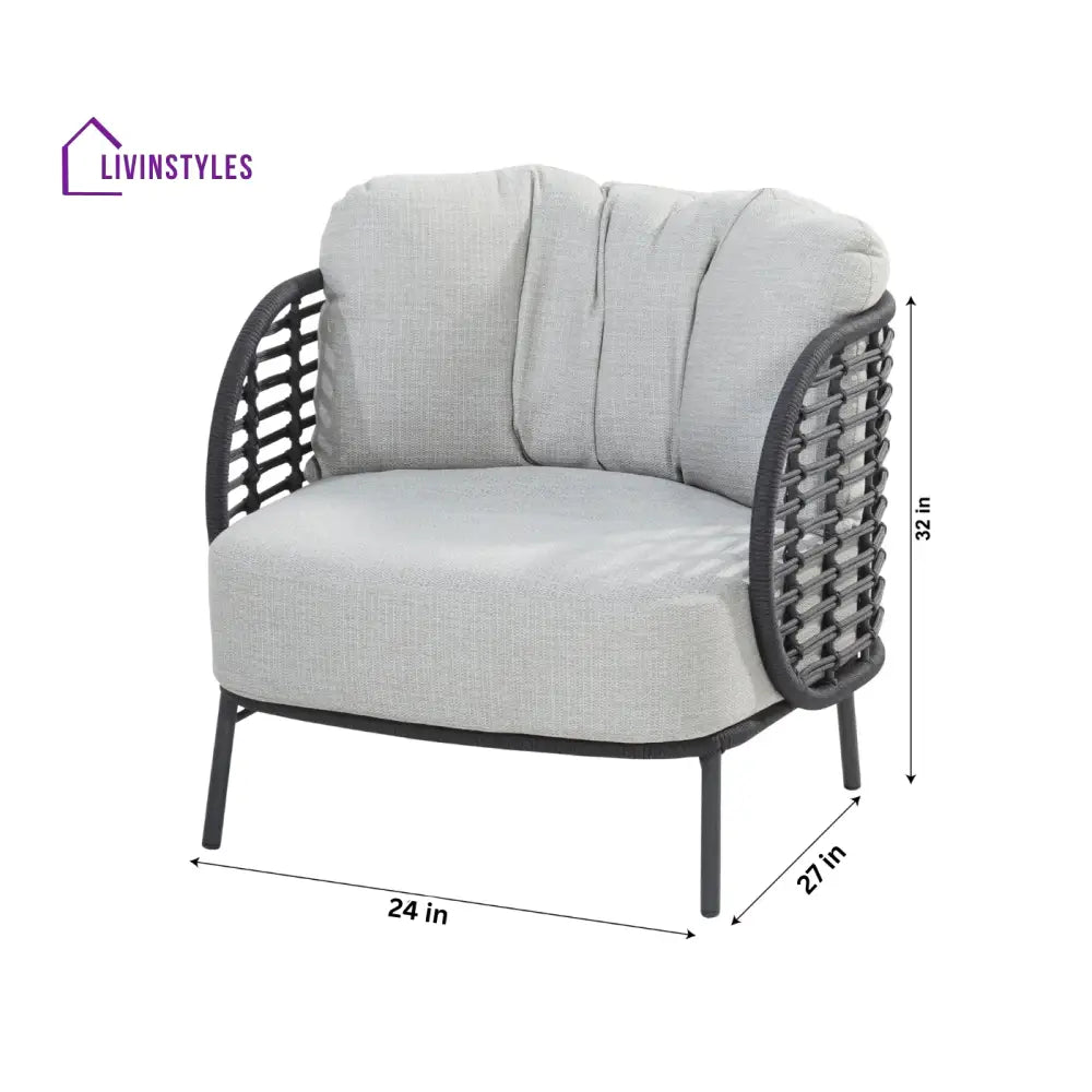 Locator Outdoor Sofa Set 2 Seater 2 Single seater with ottoman and 1 Center Table Set (Dark Grey) Braided & Rope - Sofa
