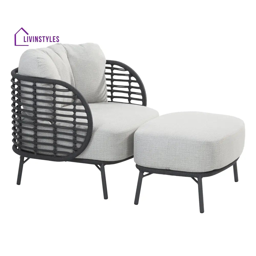 Locator Outdoor Sofa Set 2 Seater 2 Single seater with ottoman and 1 Center Table Set (Dark Grey) Braided & Rope - Sofa