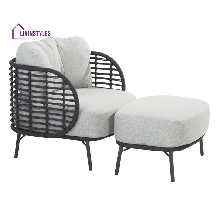Locator Outdoor Sofa Set 2 Seater 2 Single seater with ottoman and 1 Center Table Set (Dark Grey) Braided & Rope - Sofa