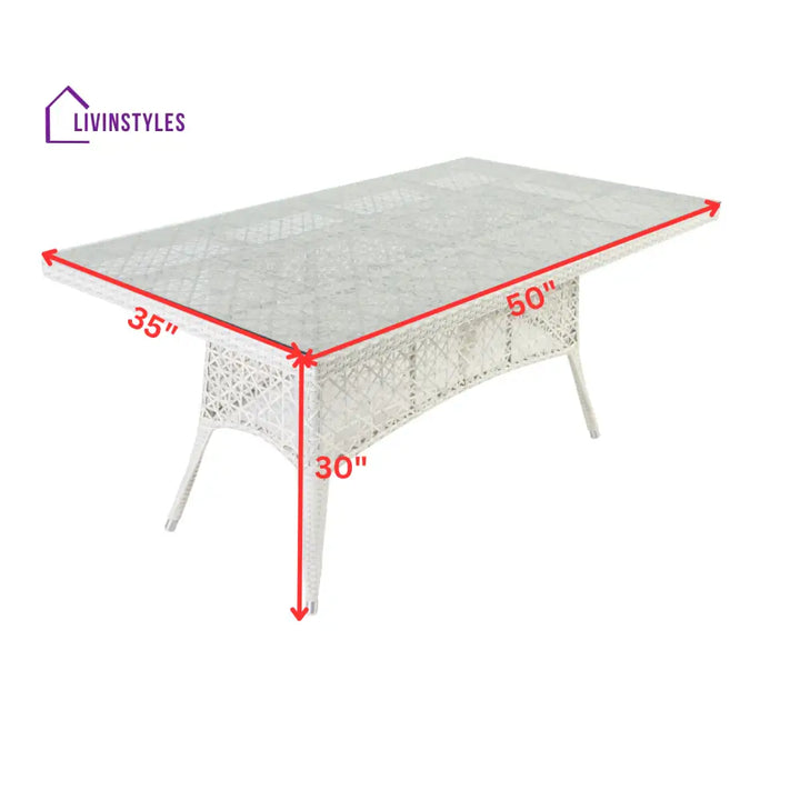 Lodovico Outdoor Patio Dining Set 6 Chairs and 1 Table (Pearl white) - Dining sets