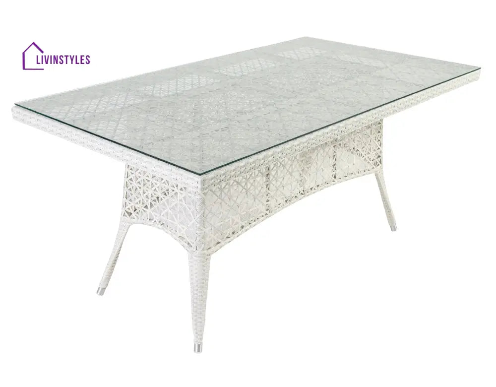 Lodovico Outdoor Patio Dining Set 6 Chairs and 1 Table (Pearl white) - Dining sets