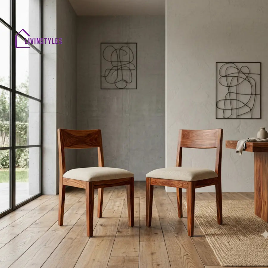 Logan Sheesham Wood Dining Chairs - Set of 2 (Honey Finish)