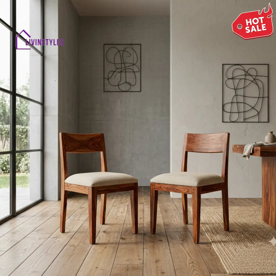 Logan Sheesham Wood Dining Chairs - Set of 2 (Honey Finish)