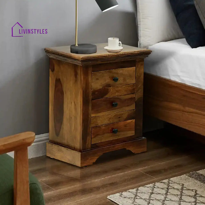 Kanishka Solid Sheesham Wood Bedside with Drawers Teak Bedroom Furniture Sets