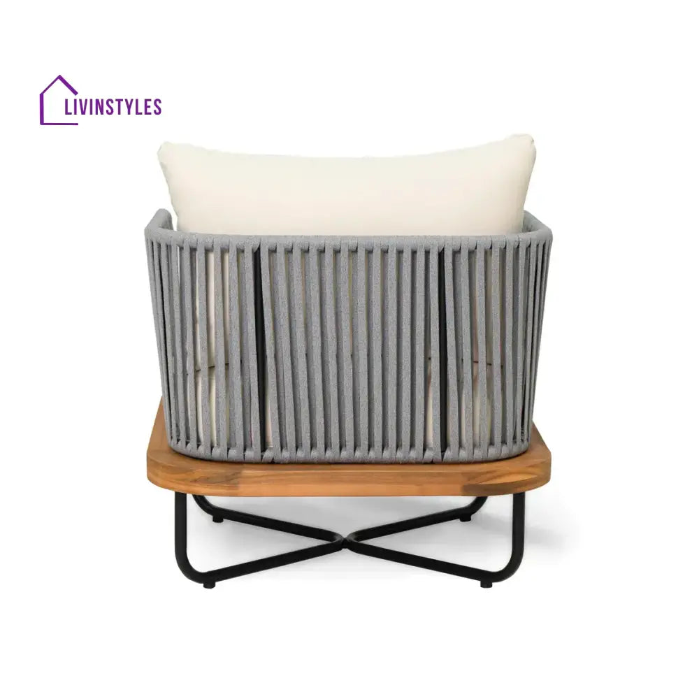 Logema Outdoor Garden Balcony Sofa Set 2 Seater,4 Single Seater With 1 Table Set Braid & Rope (Grey + Beige) - Sofa Sets