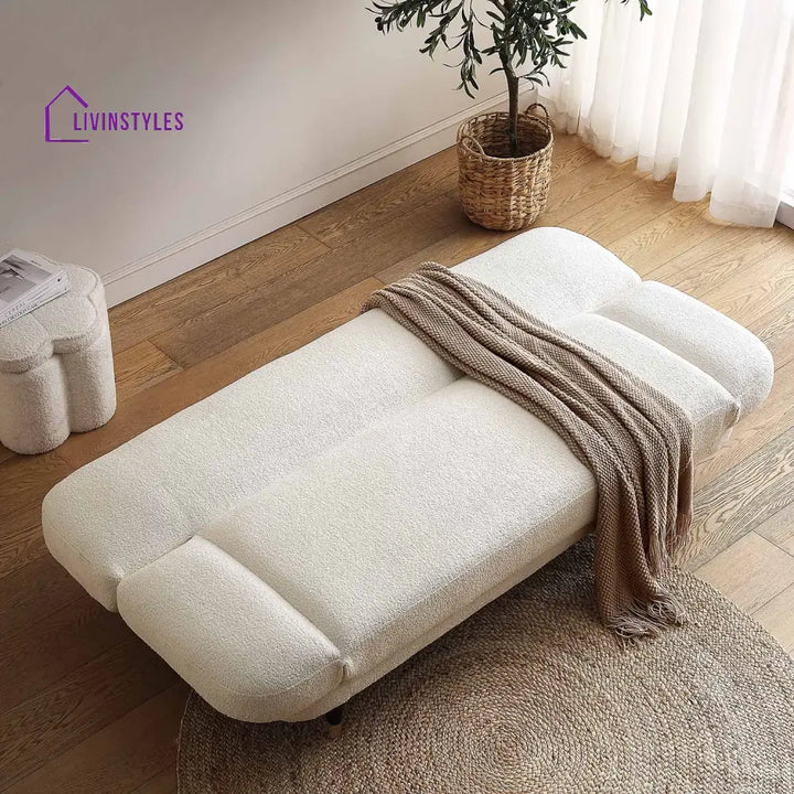 Solna 2-Seater Sofa Bed Beige Boucle Sofa Beds