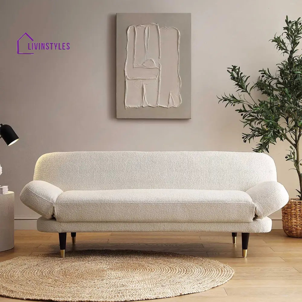 Solna 2-Seater Sofa Bed Beige Boucle Sofa Beds