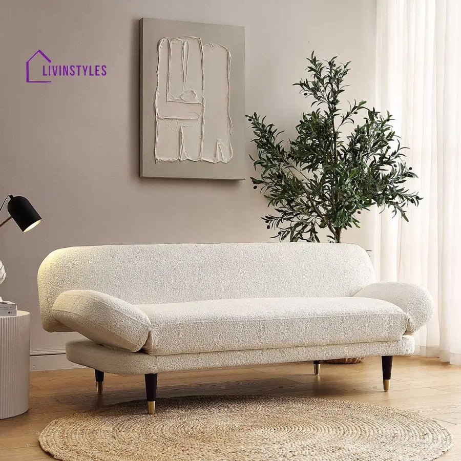 Solna 2-Seater Sofa Bed Beige Boucle Sofa Beds