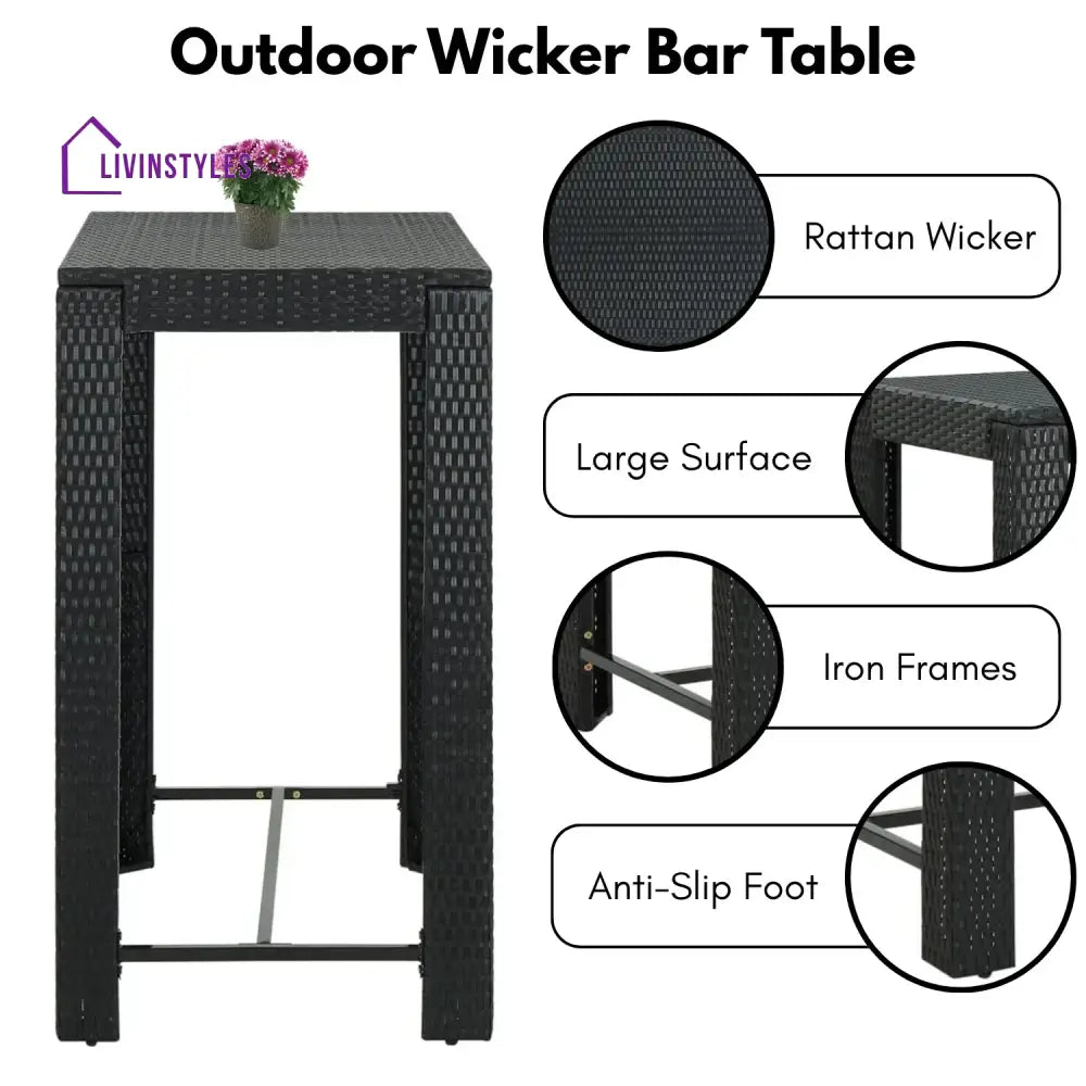 Lola Outdoor Rattan Wicker High Top Bar Table - Bar Table