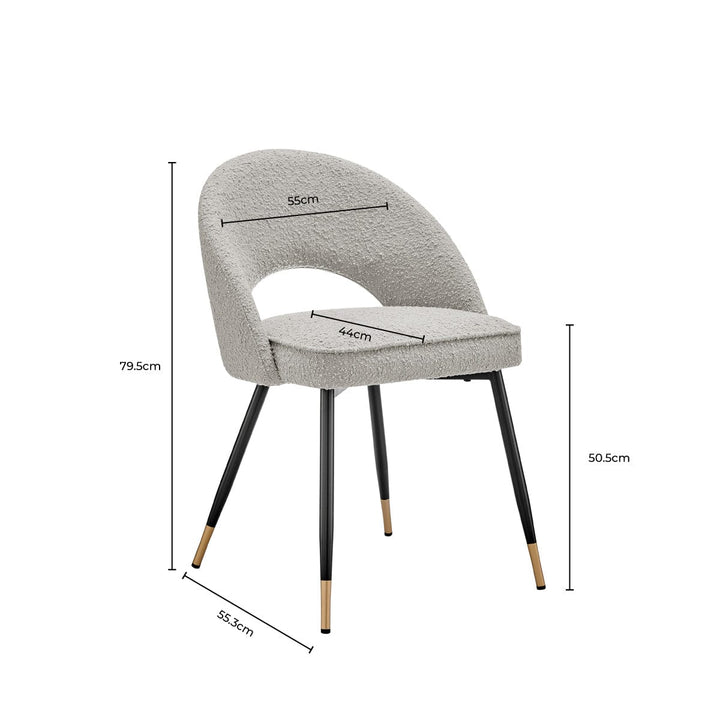 Diego Set of 2 Dining Chairs - Bouclé - Taupe