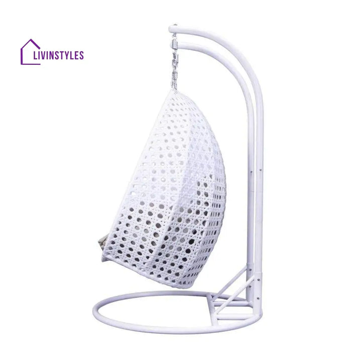 Lombardi Double Seater Hanging Swing With Stand For Balcony Garden Swing (White) - Swings