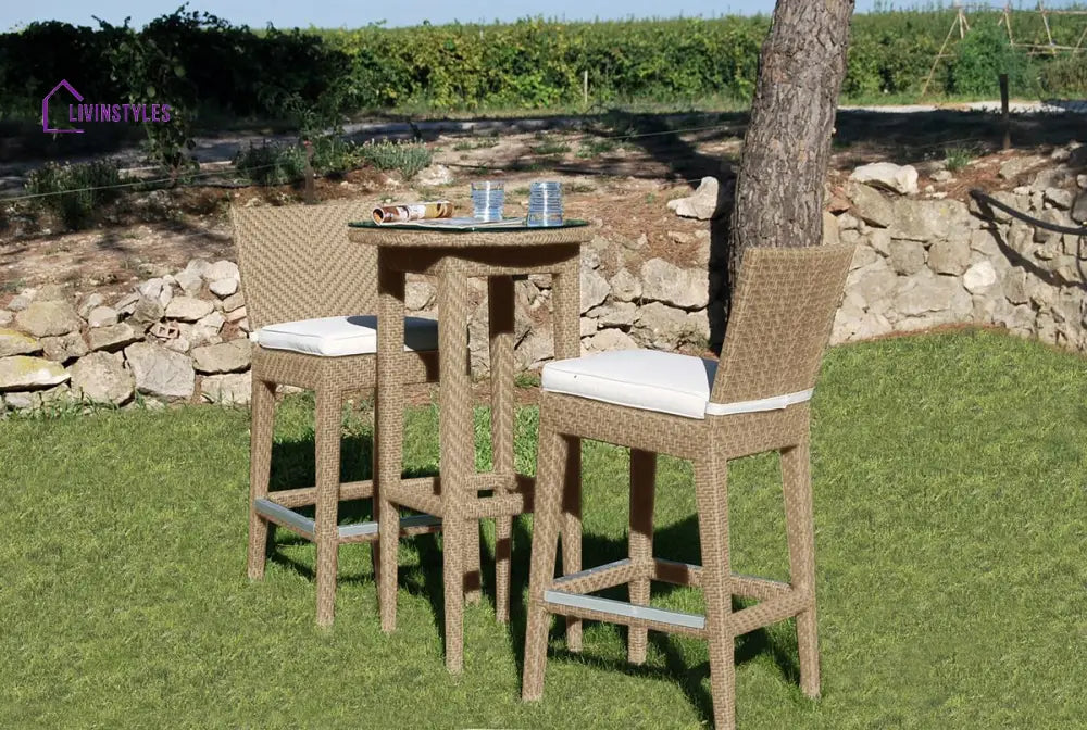 Lombardi Outdoor Patio Bar Sets 2 Chairs and 1 Table (Cream) - Bar Sets