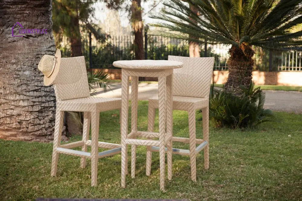Lombardi Outdoor Patio Bar Sets 2 Chairs and 1 Table (Cream) - Bar Sets