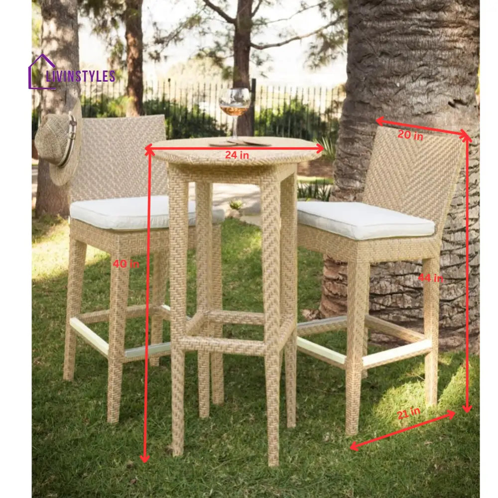 Lombardi Outdoor Patio Bar Sets 2 Chairs and 1 Table (Cream) - Bar Sets
