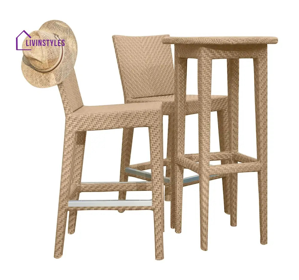 Lombardi Outdoor Patio Bar Sets 2 Chairs and 1 Table (Cream) - Bar Sets