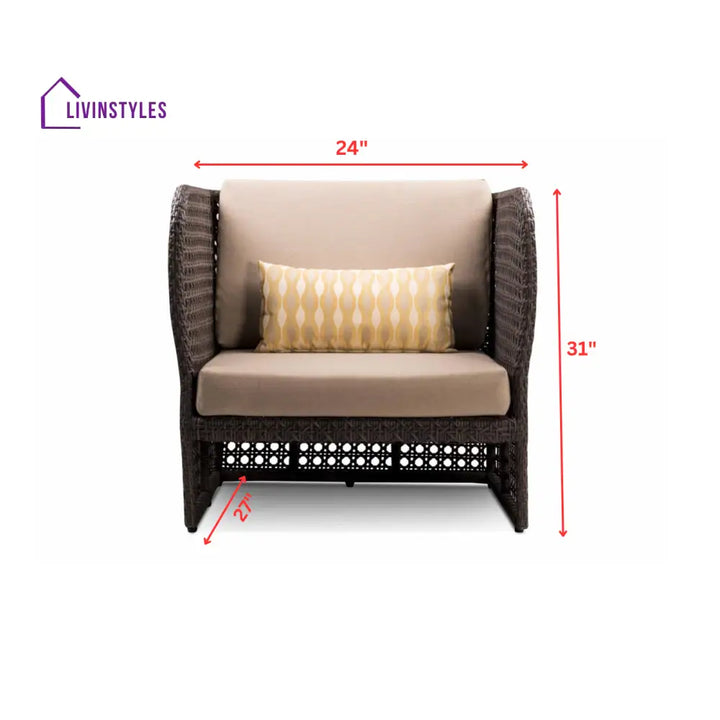 Lombardi Outdoor Sofa Set 2 Seater 2 Single seater and 1 Center Table (Brown) - Sofa Sets