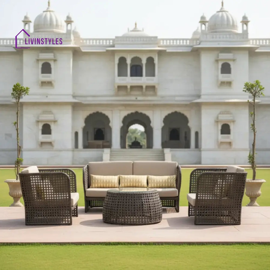 Lombardi Outdoor Sofa Set 2 Seater 2 Single seater and 1 Center Table (Brown) - Sofa Sets