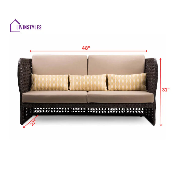 Lombardi Outdoor Sofa Set 2 Seater 2 Single seater and 1 Center Table (Brown) - Sofa Sets