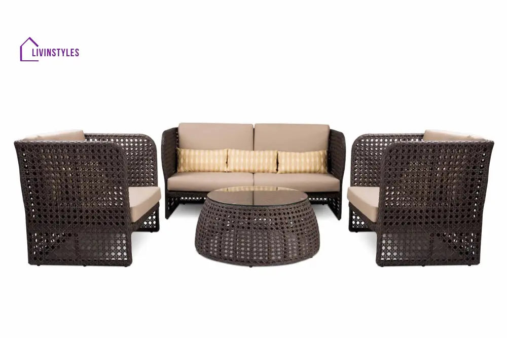 Lombardi Outdoor Sofa Set 2 Seater 2 Single seater and 1 Center Table (Brown) - Sofa Sets