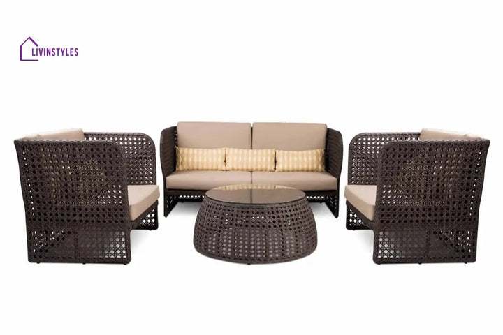 Lombardi Outdoor Sofa Set 2 Seater 2 Single seater and 1 Center Table (Brown) - Sofa Sets