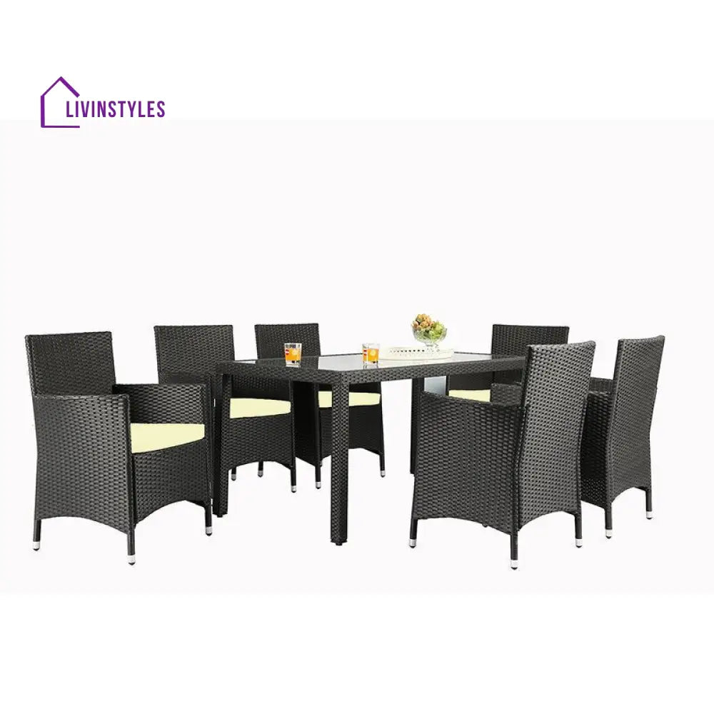 Lombardo Outdoor Patio Dining Set 6 Chairs and 1 Table (Black) - Dining sets