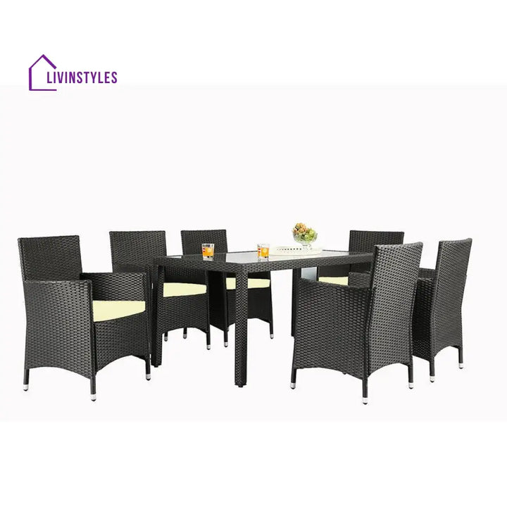 Lombardo Outdoor Patio Dining Set 6 Chairs and 1 Table (Black) - Dining sets