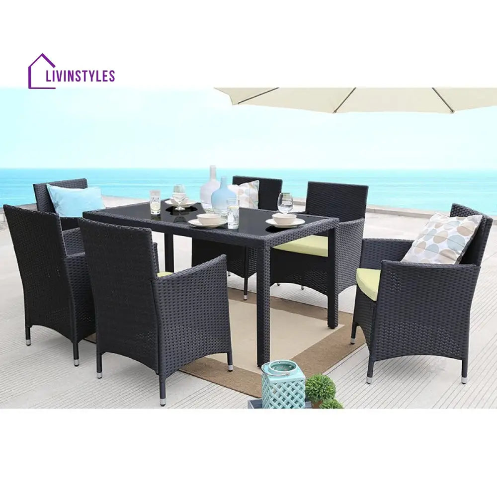 Lombardo Outdoor Patio Dining Set 6 Chairs and 1 Table (Black) - Dining sets