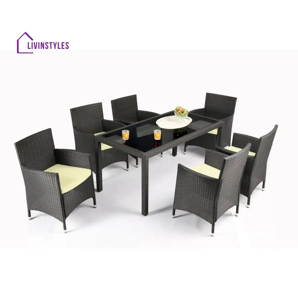 Lombardo Outdoor Patio Dining Set 6 Chairs and 1 Table (Black) - Dining sets