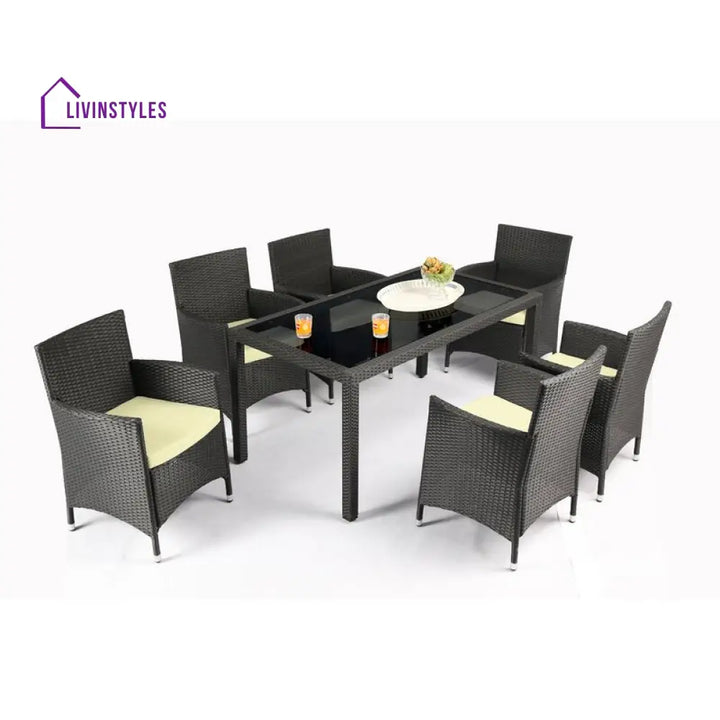 Lombardo Outdoor Patio Dining Set 6 Chairs and 1 Table (Black) - Dining sets
