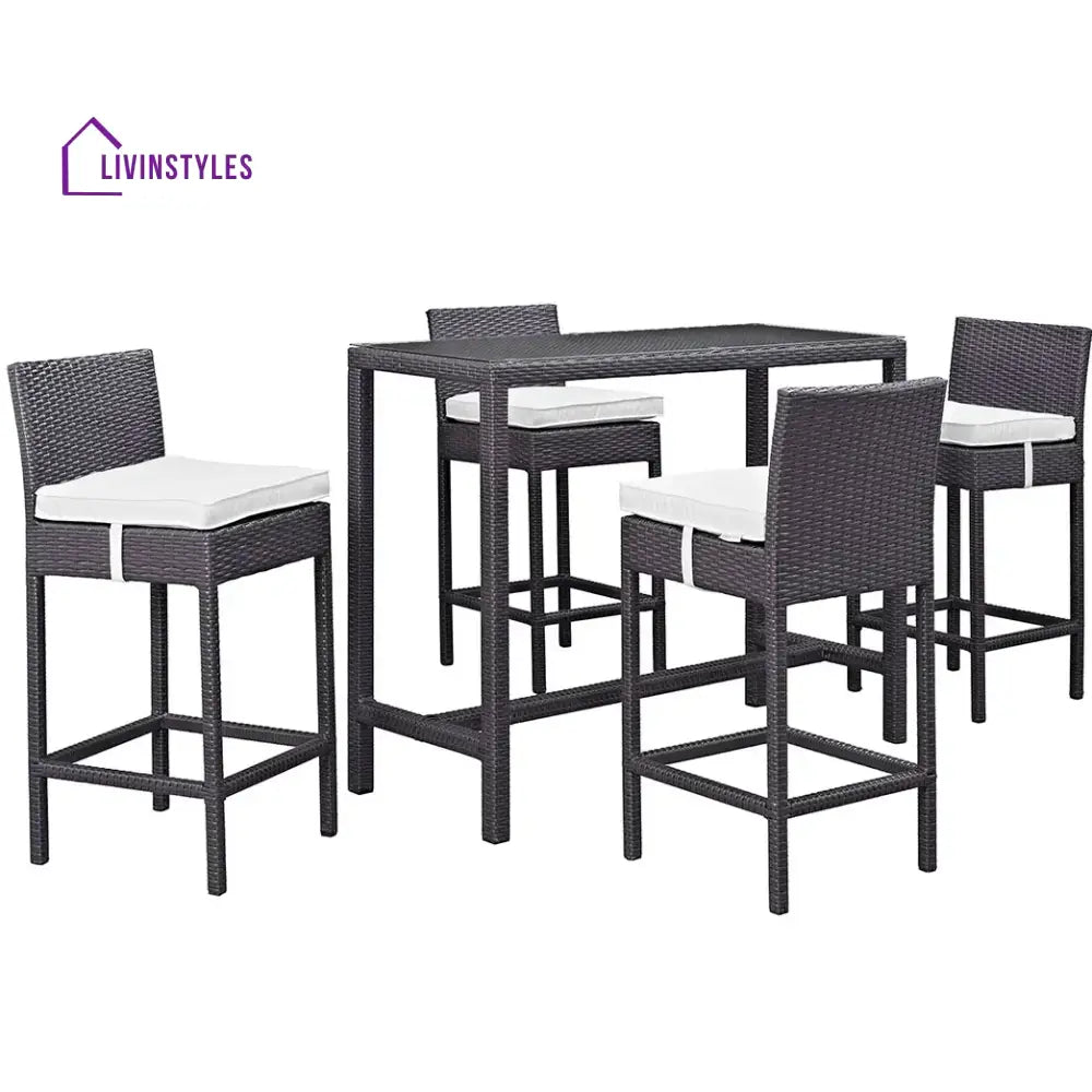 Lomeo Outdoor Patio Bar Sets 4 Chairs and 1 Table (Dark Brown) - Bar Sets
