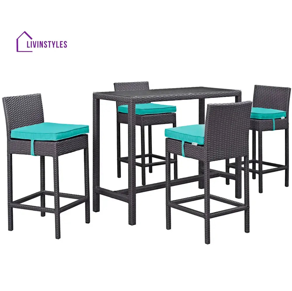 Lomeo Outdoor Patio Bar Sets 4 Chairs and 1 Table (Dark Brown) - Bar Sets
