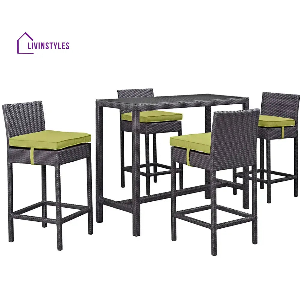Lomeo Outdoor Patio Bar Sets 4 Chairs and 1 Table (Dark Brown) - Bar Sets