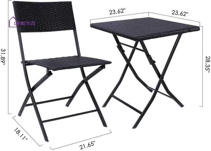 Lona Outdoor Patio Seating Set 2 Chairs and 1 Table Set (Black) - Coffee Table Sets
