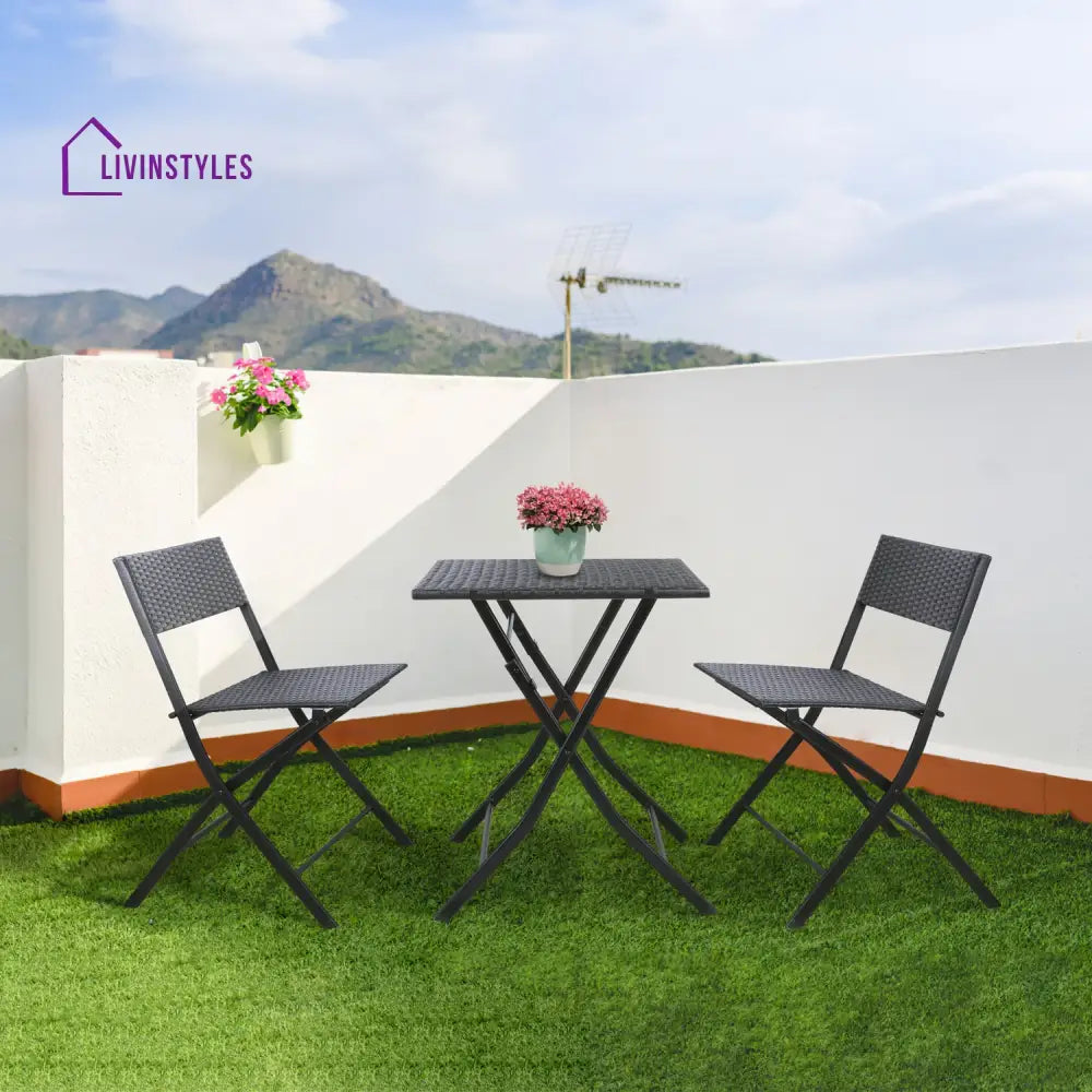 Lona Outdoor Patio Seating Set 2 Chairs and 1 Table Set (Black) - Coffee Table Sets