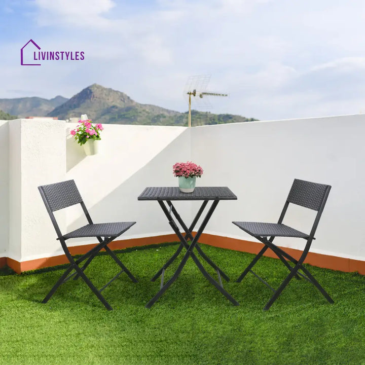 Lona Outdoor Patio Seating Set 2 Chairs and 1 Table Set (Black) - Coffee Table Sets