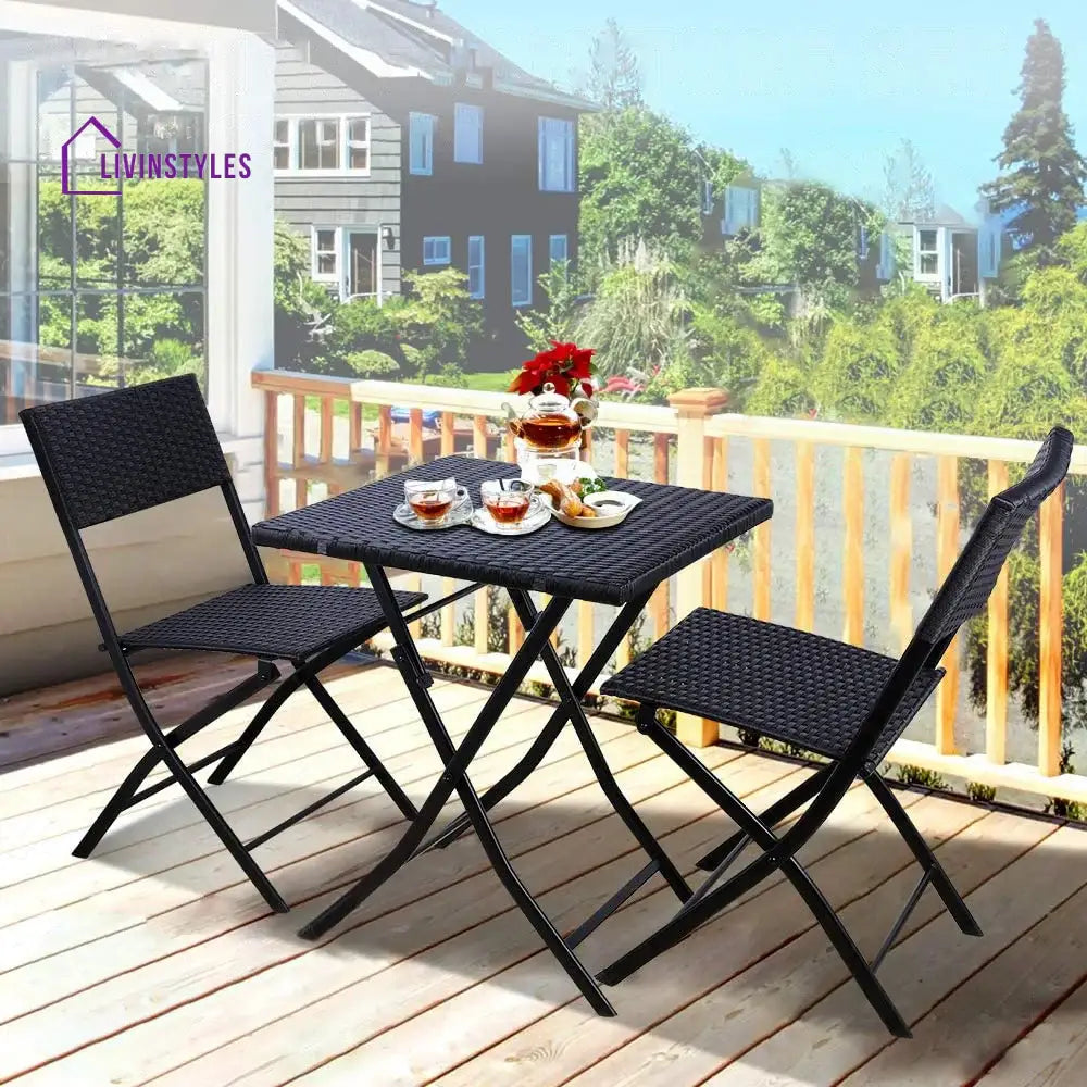 Lona Outdoor Patio Seating Set 2 Chairs and 1 Table Set (Black) - Coffee Table Sets