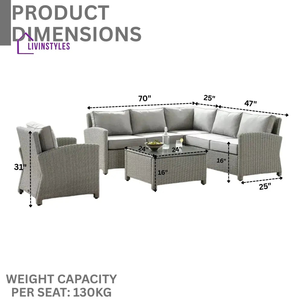 Londyn L-Shape Outdoor Wicker Sofa Set - Sofa Set